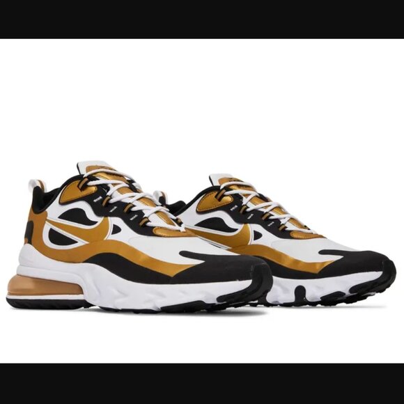 Nike Air Max 270 React White Metallic Gold Black CW7298-100 Men’s Size 10 NEW - Picture 1 of 9